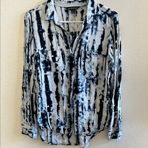 Rails Black & White Tie-Dye Button-Up Shirt